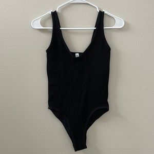 Aura Women's Black Ribbed Sleeveless Fitted Bodysuit Size XS/S